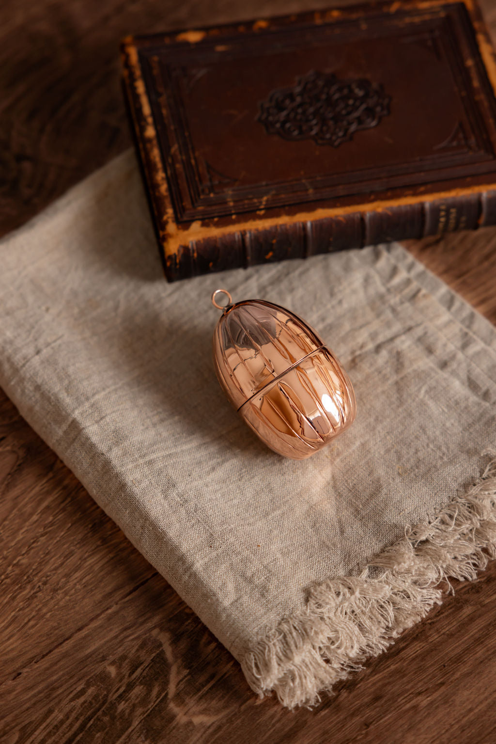 Handmade Fluted Copper Egg Ornaments, Set of 2 or 4