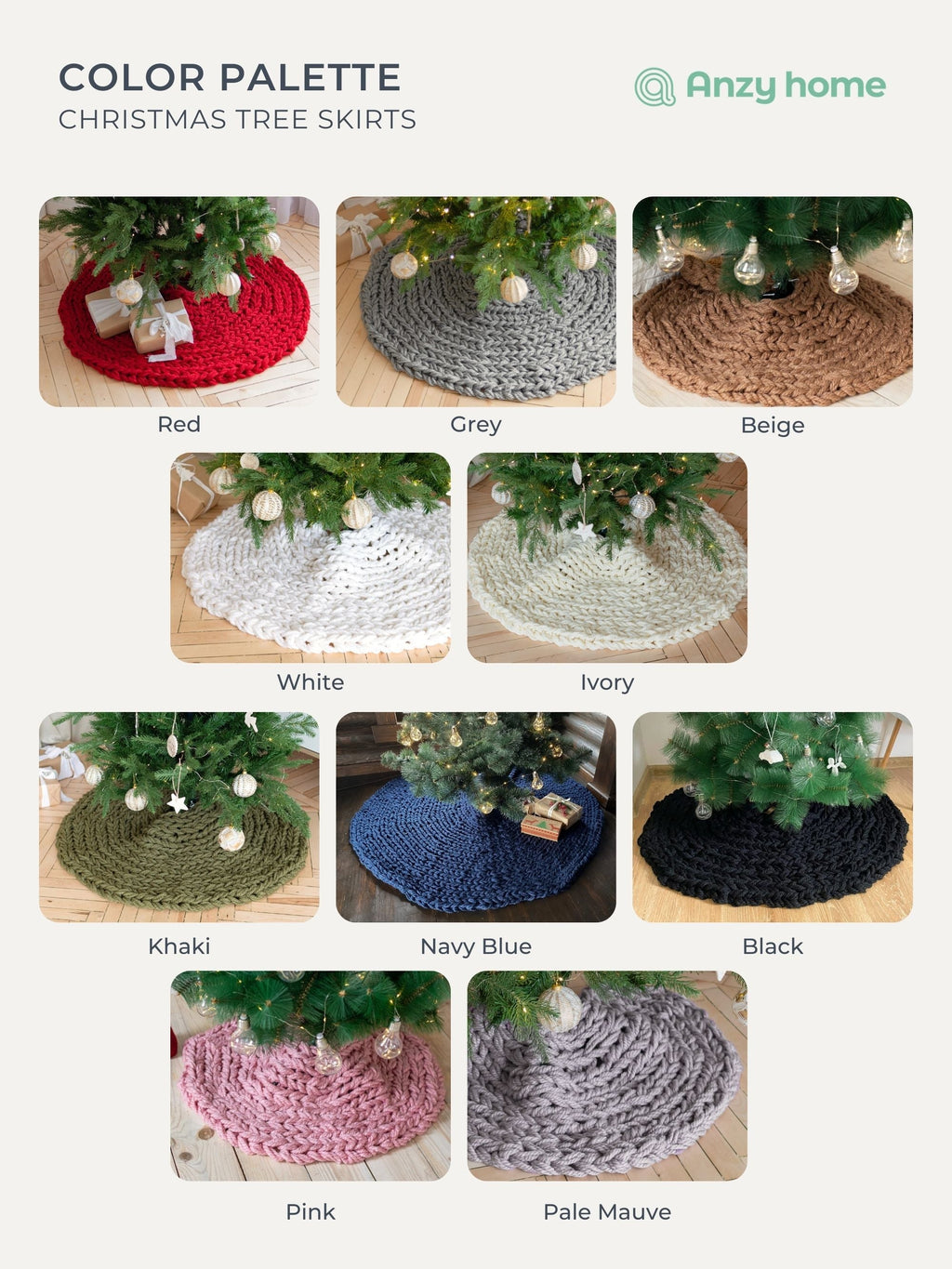 Gray Chunky Knit Christmas Tree Skirt