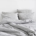 Black Pinstriped Linen Duvet Cover Set