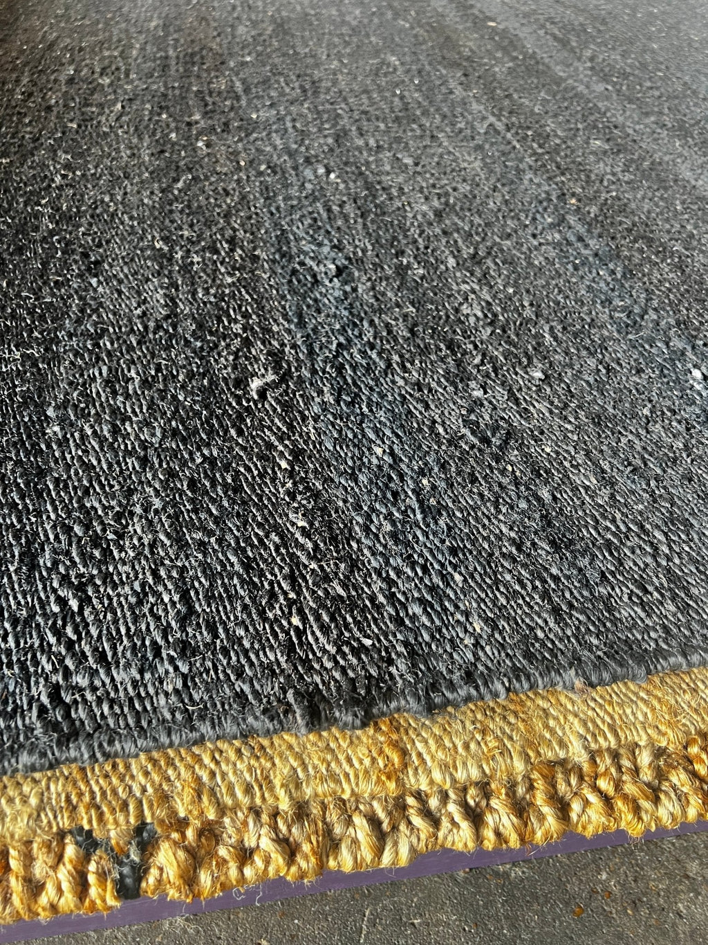 Dock Ellis 8.3x10 Black Natural Handwoven Jute Durrie Jute Rug