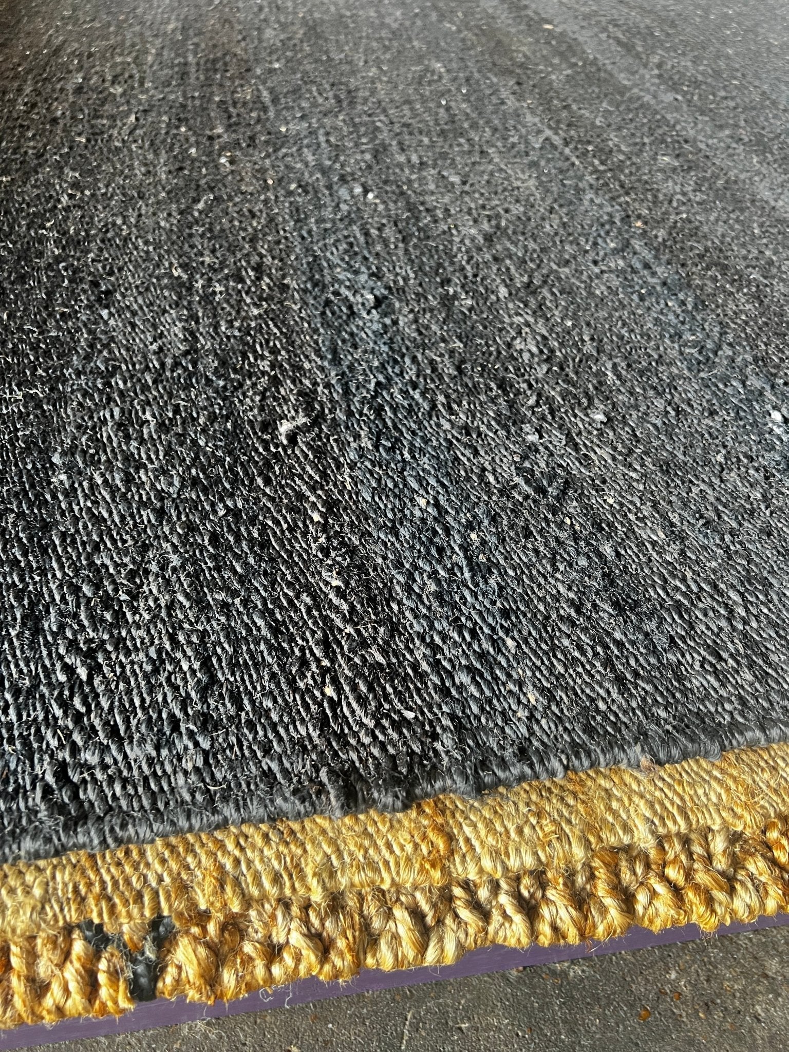 Dock Ellis 8.3x10 Black Natural Handwoven Jute Durrie Jute Rug