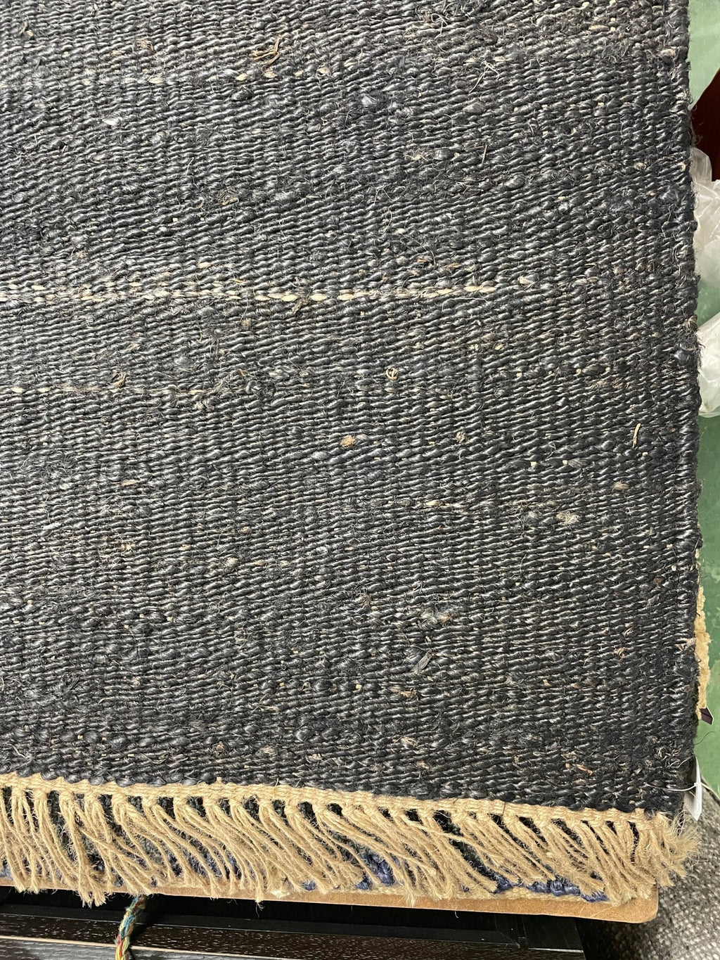 Dock Ellis 8.3x10 Black Natural Handwoven Jute Durrie Jute Rug