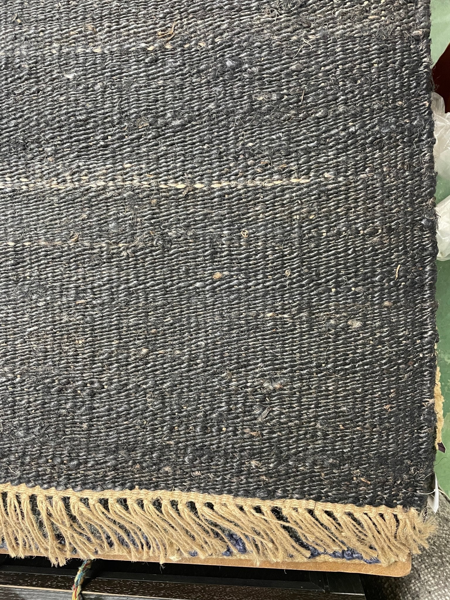 Dock Ellis 8.3x10 Black Natural Handwoven Jute Durrie Jute Rug