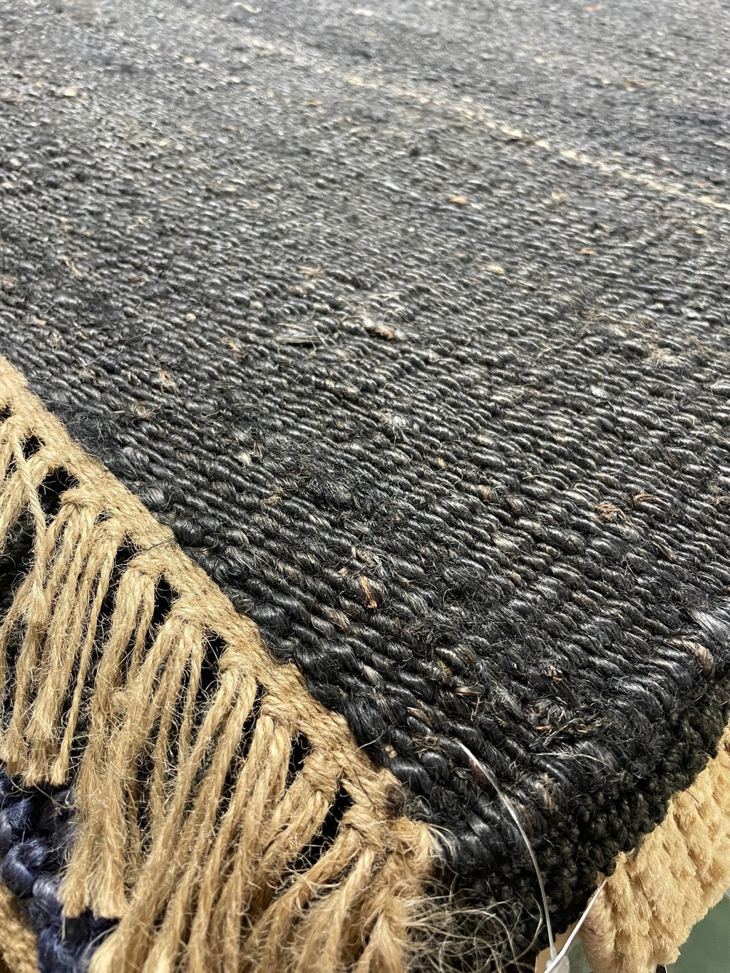 Dock Ellis 8.3x10 Black Natural Handwoven Jute Durrie Jute Rug