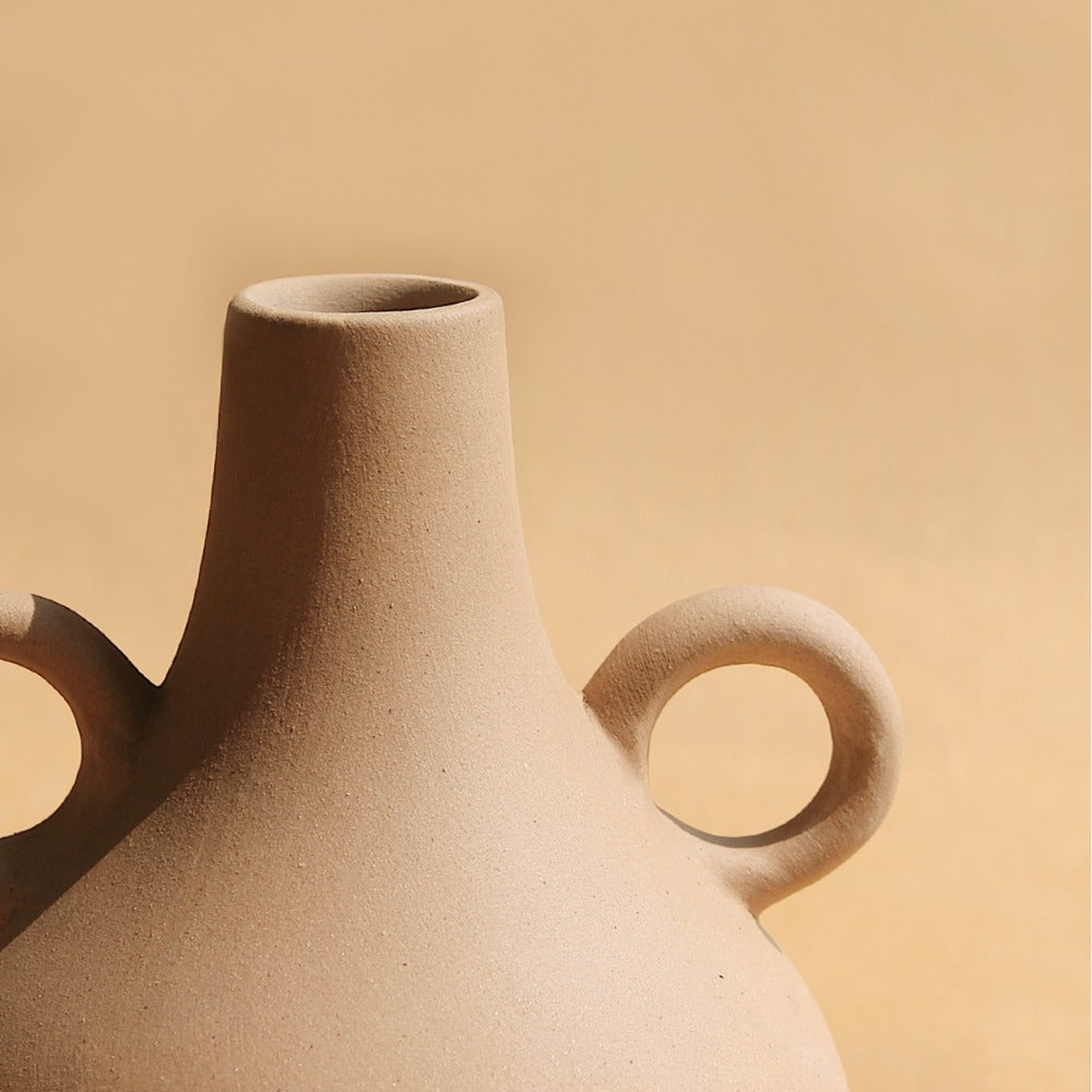 Harappan Ceramic Vase – Belly & Bobble | Sculptural Artisan Vase for Dried Florals & Neutral Decor