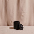 Black Carved Acacia Wood Canister with Marble Knob – Handcrafted Small Storage Container | Sorelle Rossi