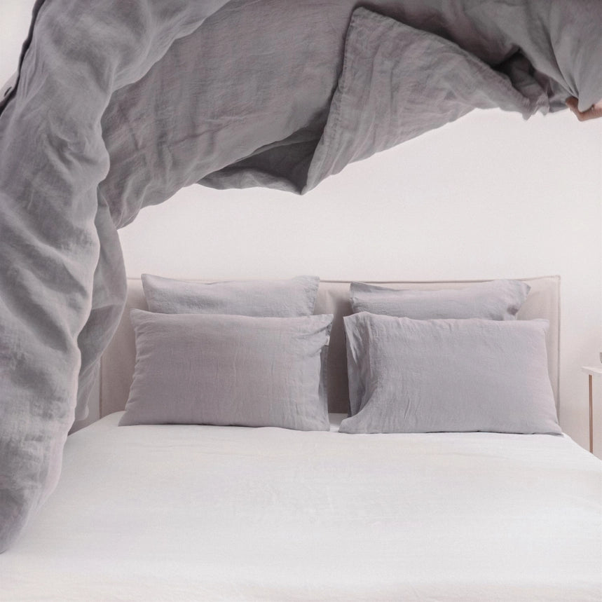 Light Grey Linen Duvet Cover Set