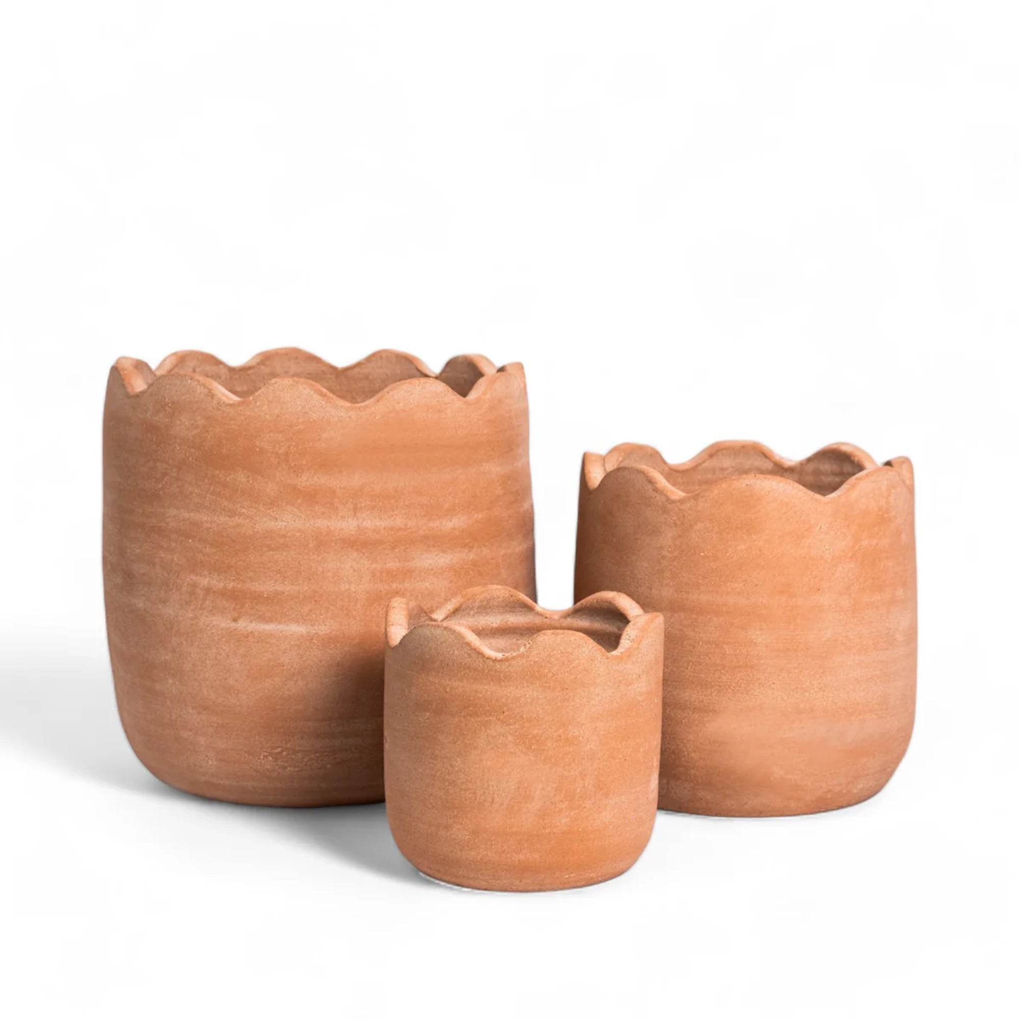 Handmade Wavy Terracotta Planter - Medium