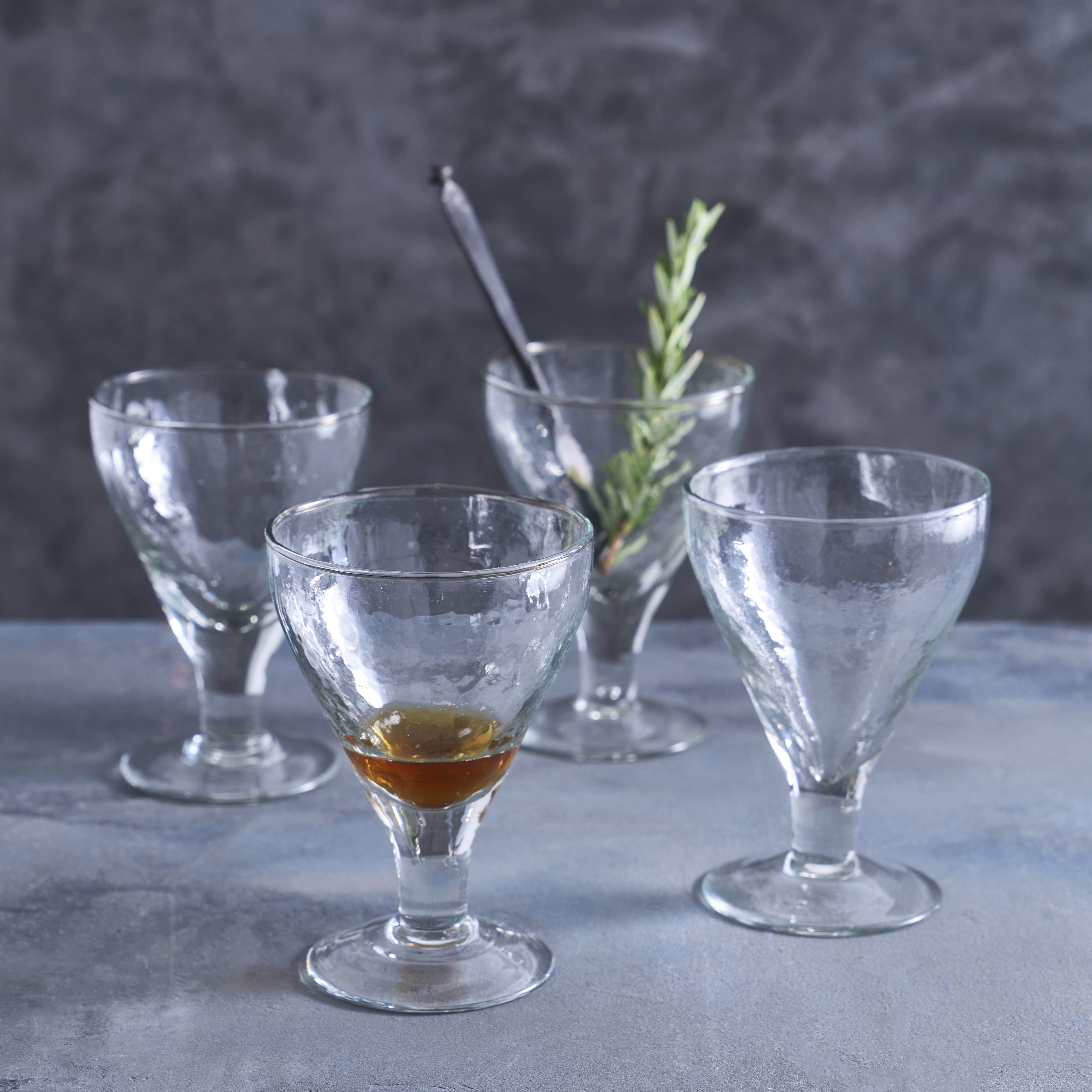 Footed Drinking Glasses – Set of 4 | Pebbled Glassware