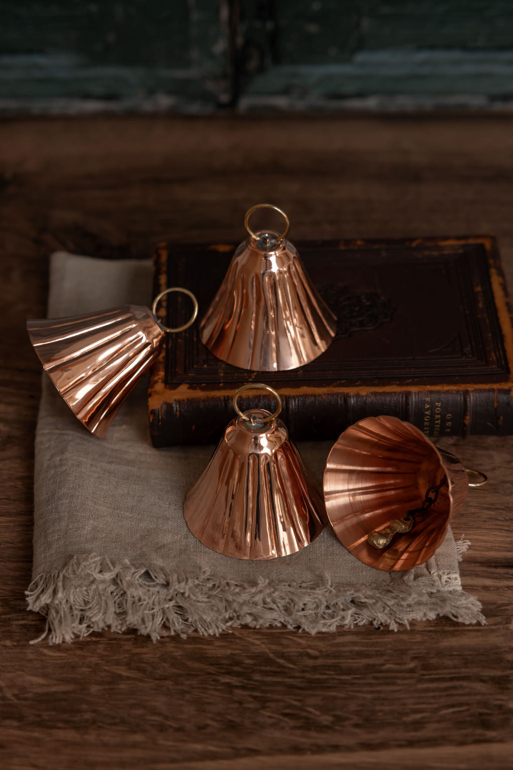 Vintage-Inspired Copper Bell Ornaments, Set of 2 or 4