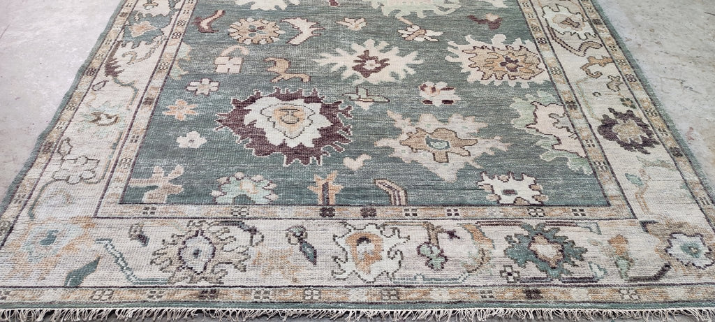 Elise Green Hand-Knotted Oushak Rug - 8 x 10
