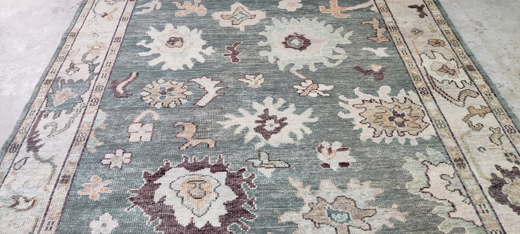 Elise Green Hand-Knotted Oushak Rug - 8 x 10