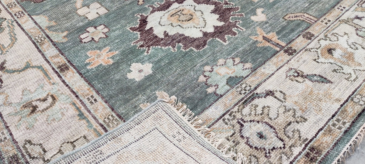 Elise Green Hand-Knotted Oushak Rug - 8 x 10