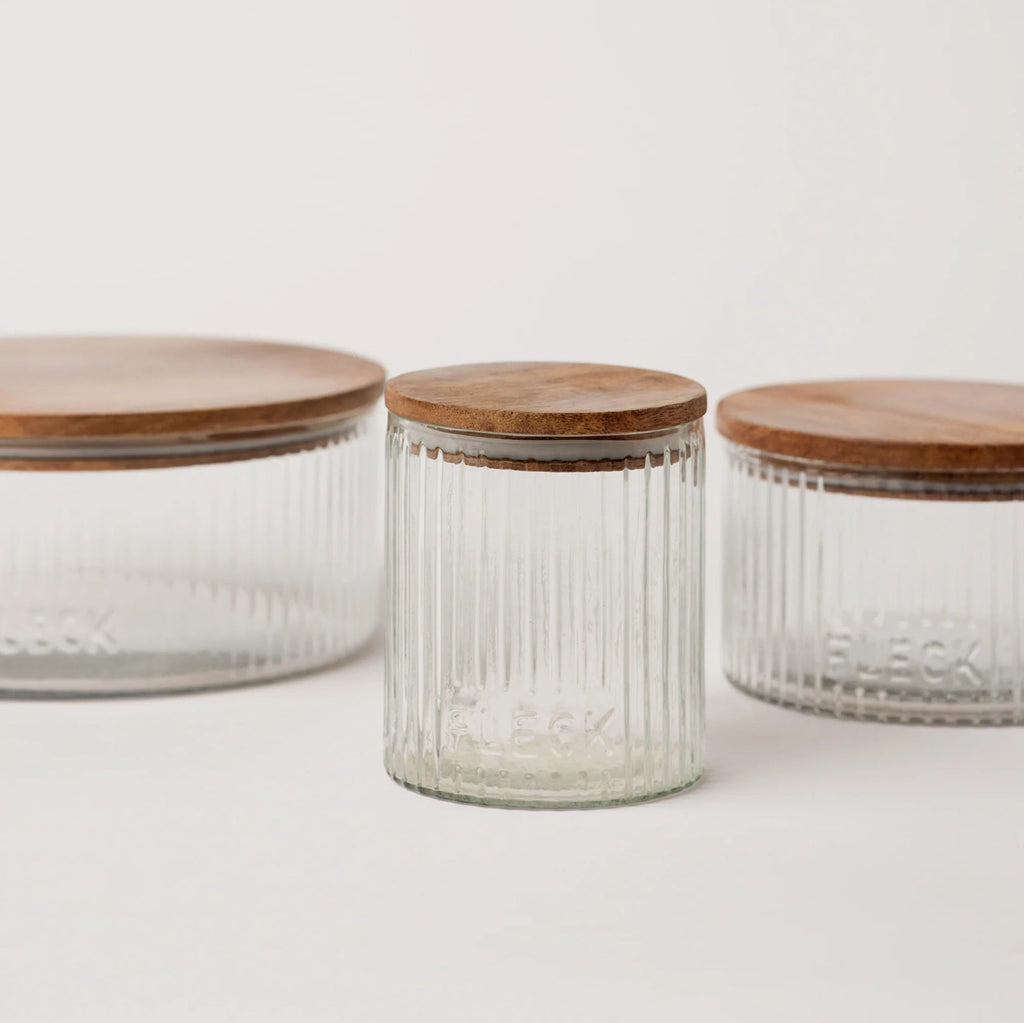 Handblown Fluted Glass Storage Jars – Set of 3 | Kitchen Organization | Sorelle Rossi