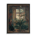 Framed Christmas Tree Scene Wall Art with Aged Gold Beading
