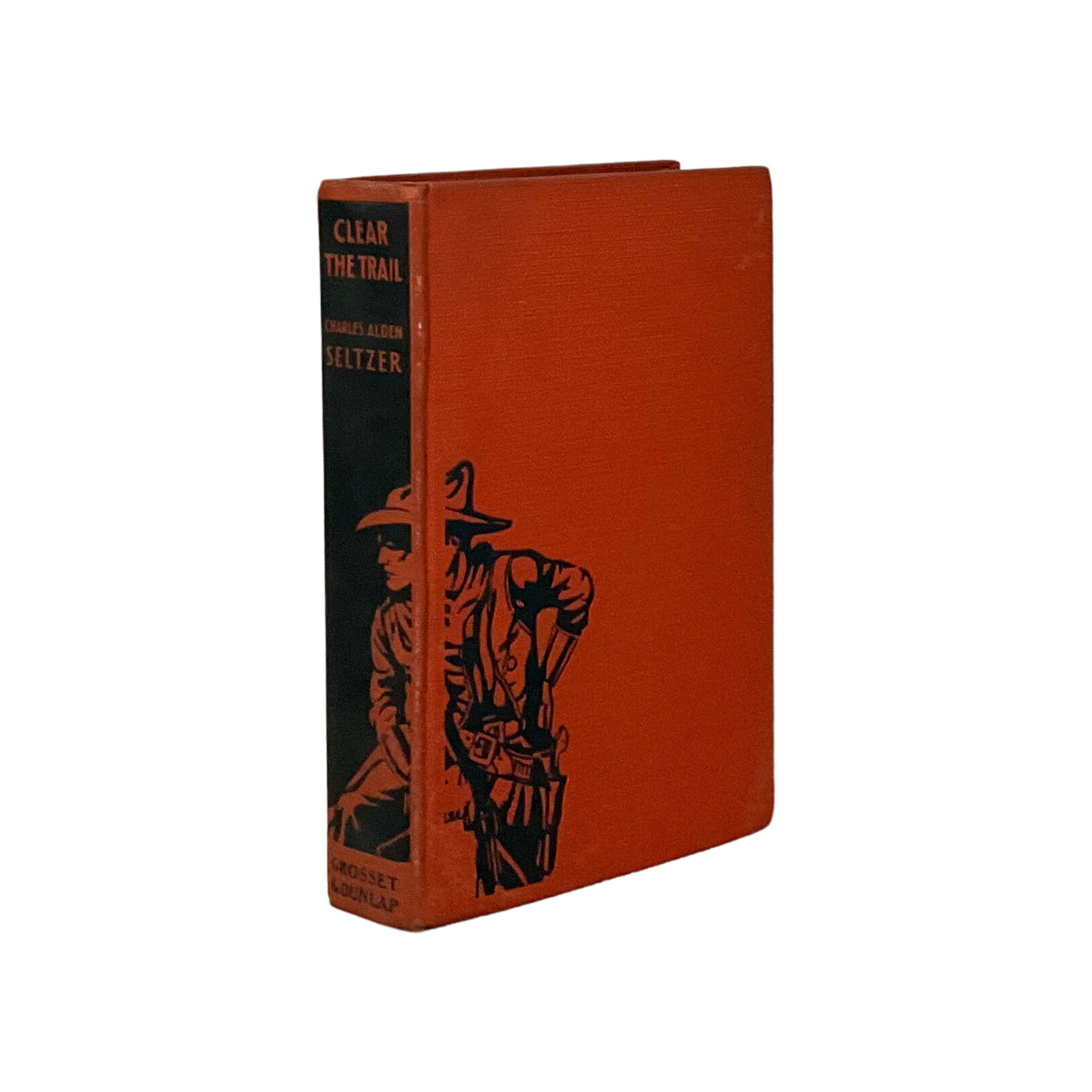 Red book with black illustration of a person on a white background