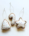 Felt Christmas Cookie Ornaments, Set of 3