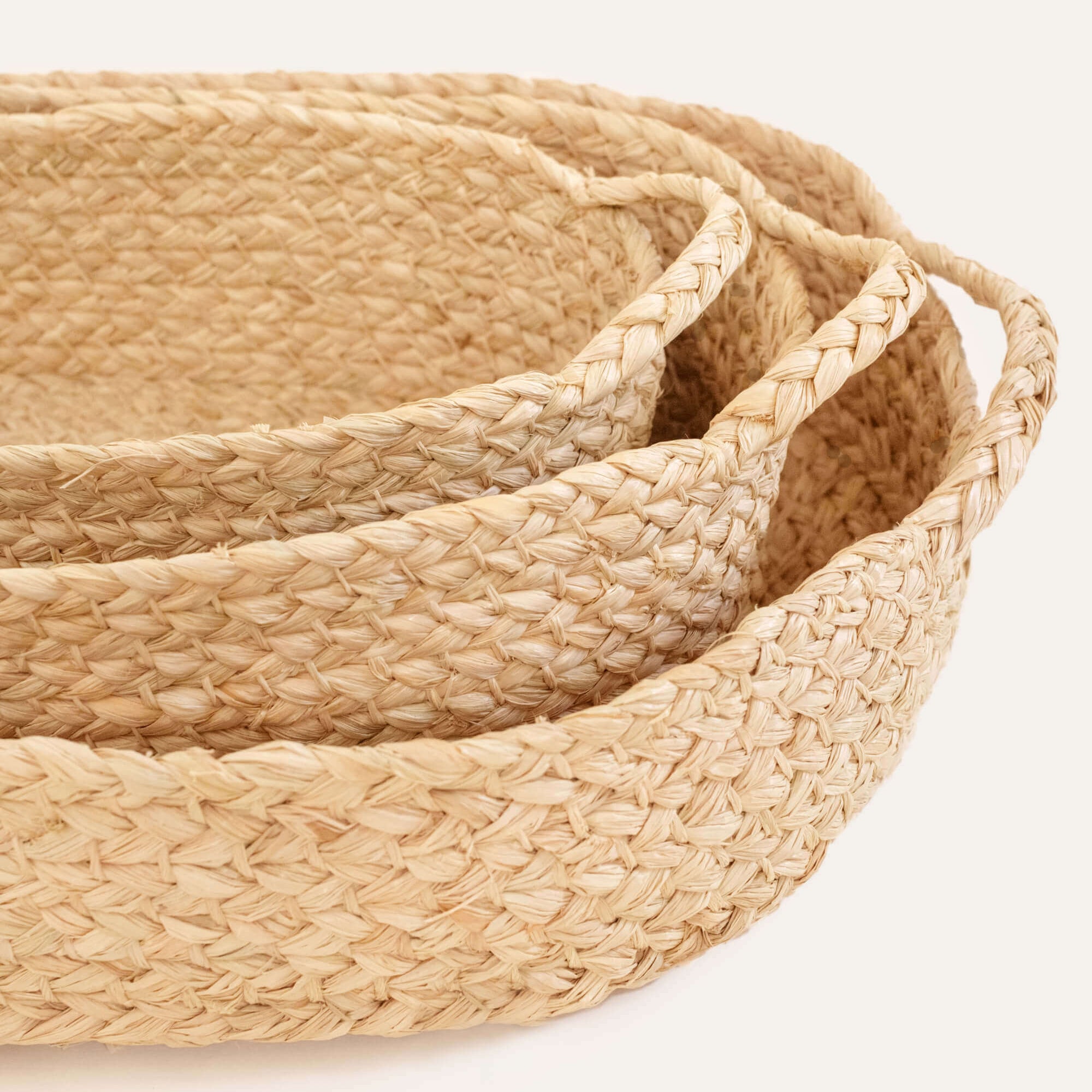 Raffia Nesting Trays – Set of 3 | Handwoven Serving Trays