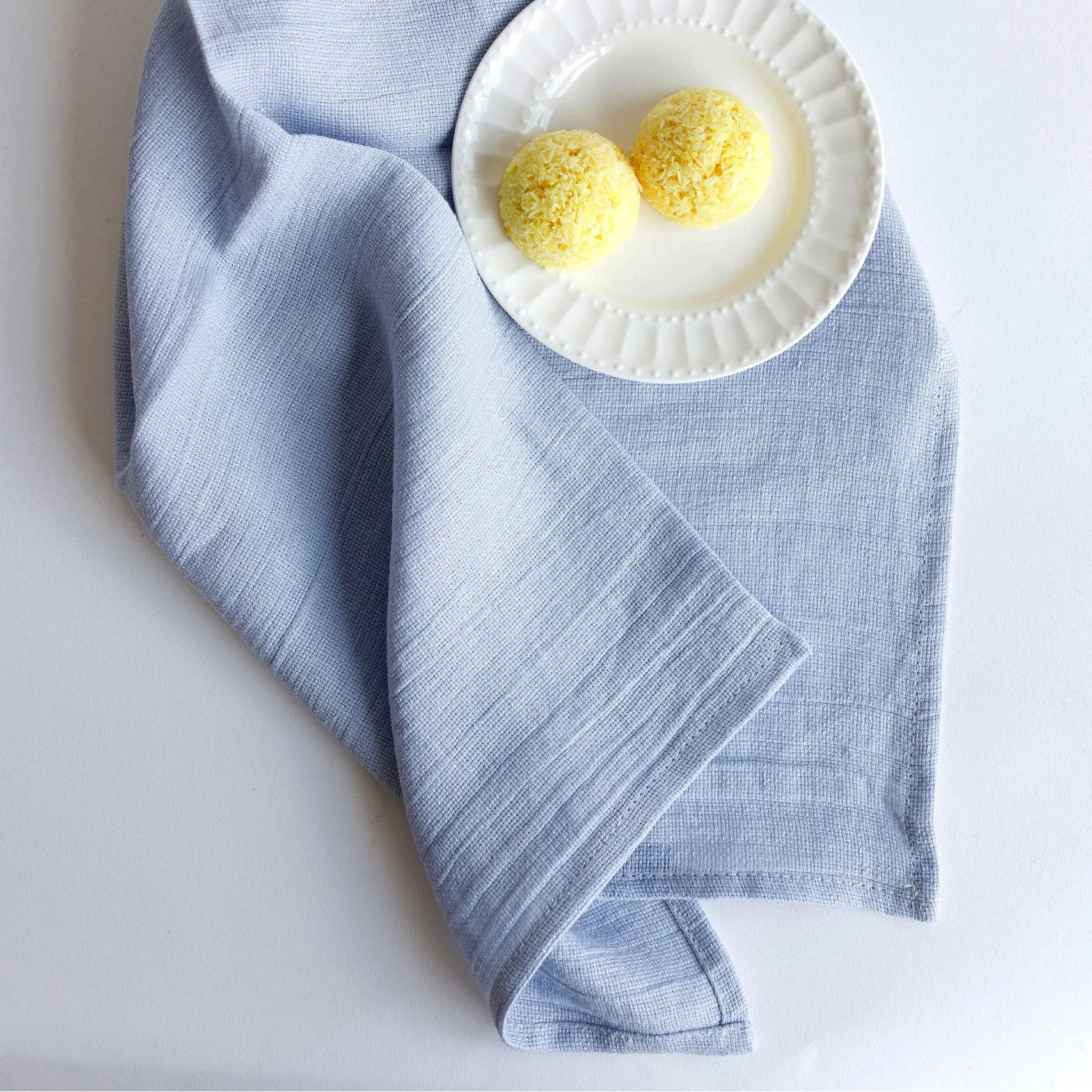 Frost Blue Linen Tea Towels Set of 6 | Handmade | 100% Pre-Washed Linen Kitchen Towels