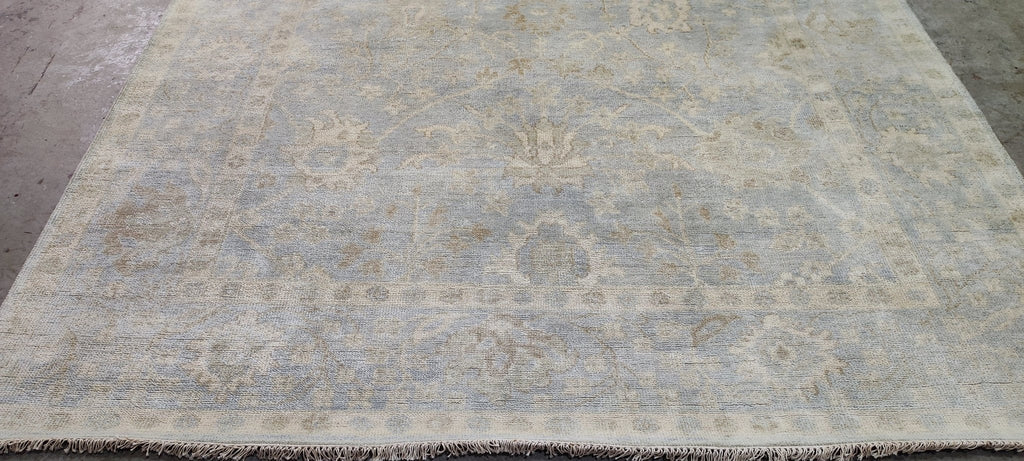 Hyacinth O'Hara 8x10 Aqua Hand-Knotted Oushak Rug