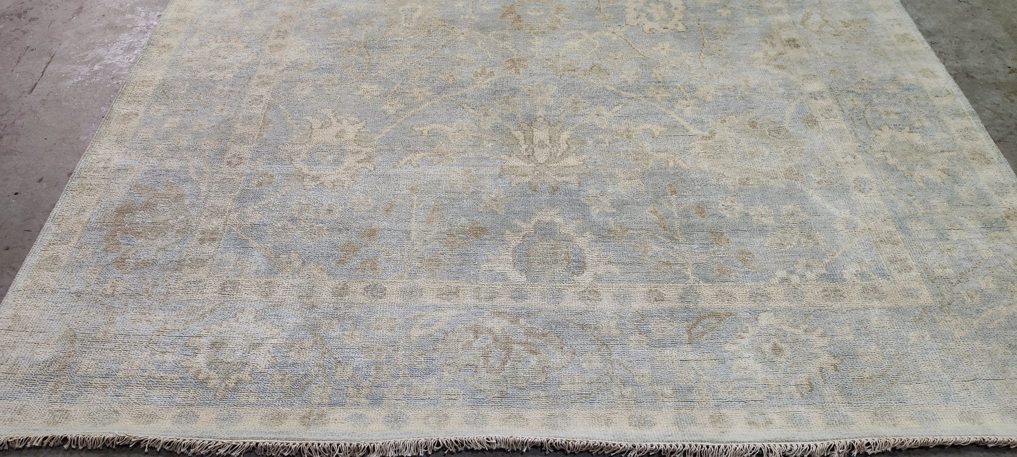 Hyacinth O'Hara 8x10 Aqua Hand-Knotted Oushak Rug