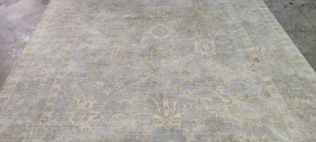Hyacinth O'Hara 8x10 Aqua Hand-Knotted Oushak Rug