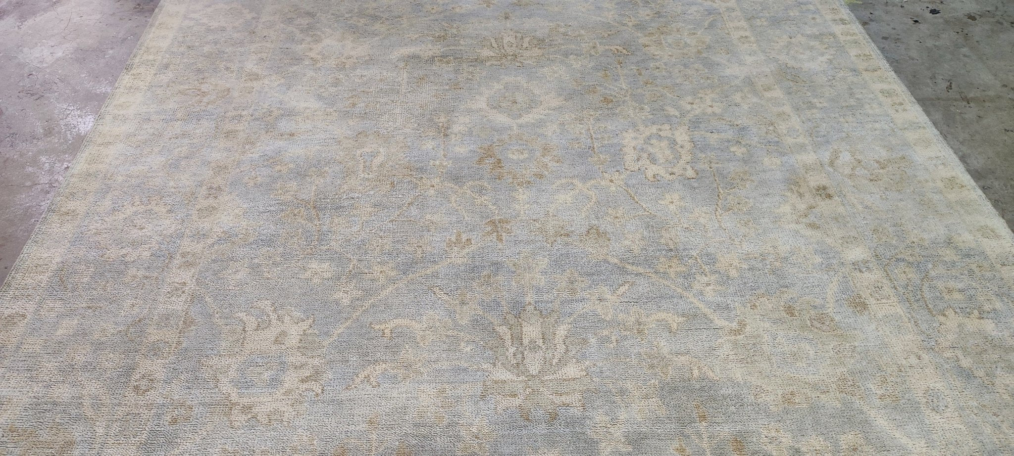 Hyacinth O'Hara 8x10 Aqua Hand-Knotted Oushak Rug