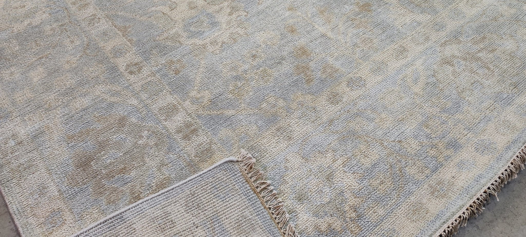 Hyacinth O'Hara 8x10 Aqua Hand-Knotted Oushak Rug