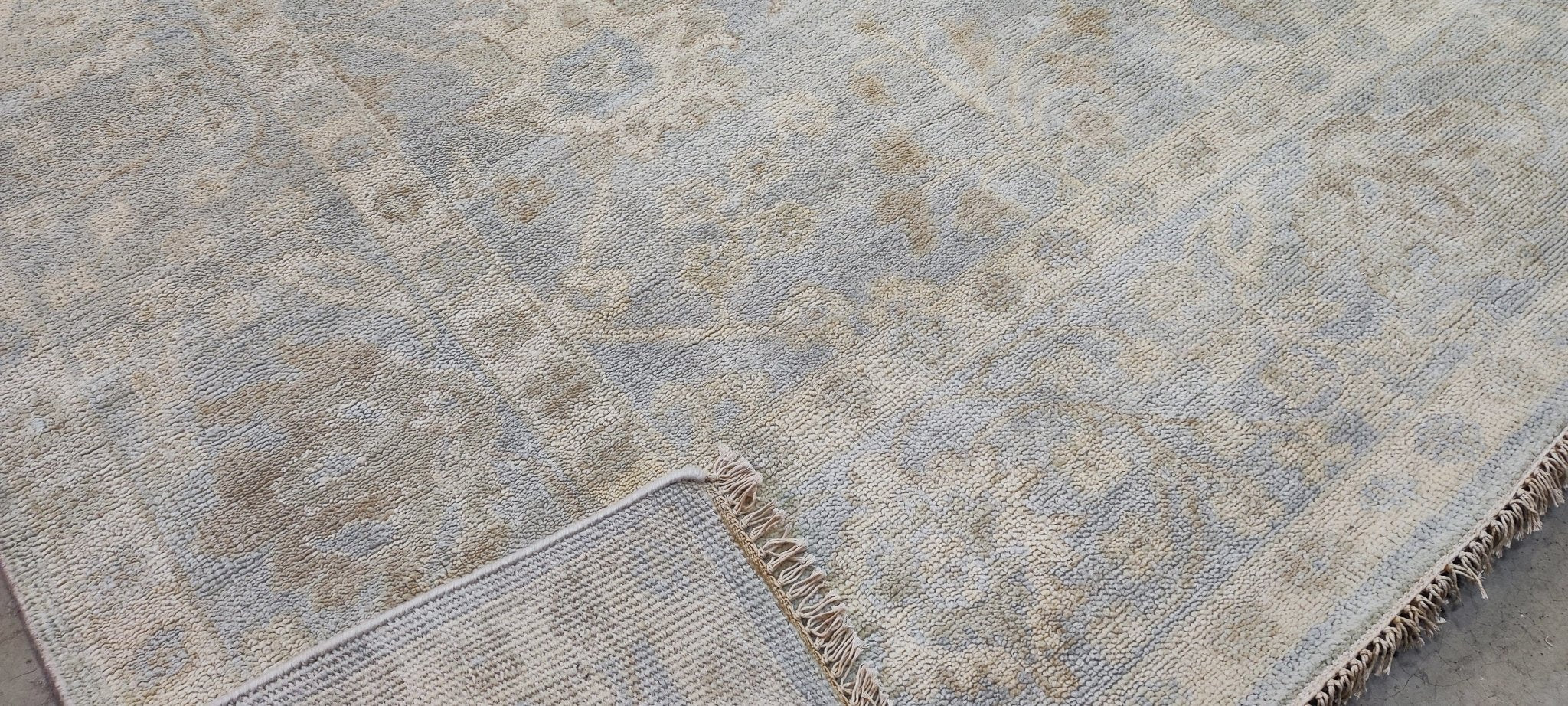 Hyacinth O'Hara 8x10 Aqua Hand-Knotted Oushak Rug