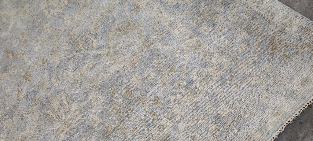 Hyacinth O'Hara 8x10 Aqua Hand-Knotted Oushak Rug