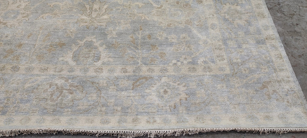 Hyacinth O'Hara 8x10 Aqua Hand-Knotted Oushak Rug
