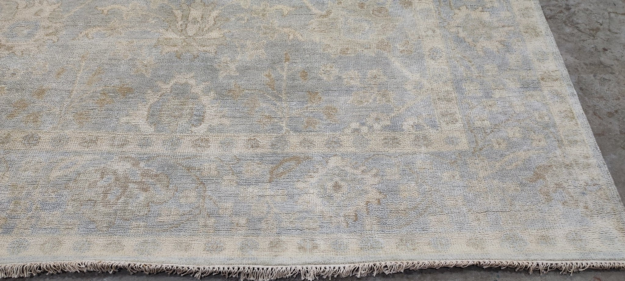 Hyacinth O'Hara 8x10 Aqua Hand-Knotted Oushak Rug