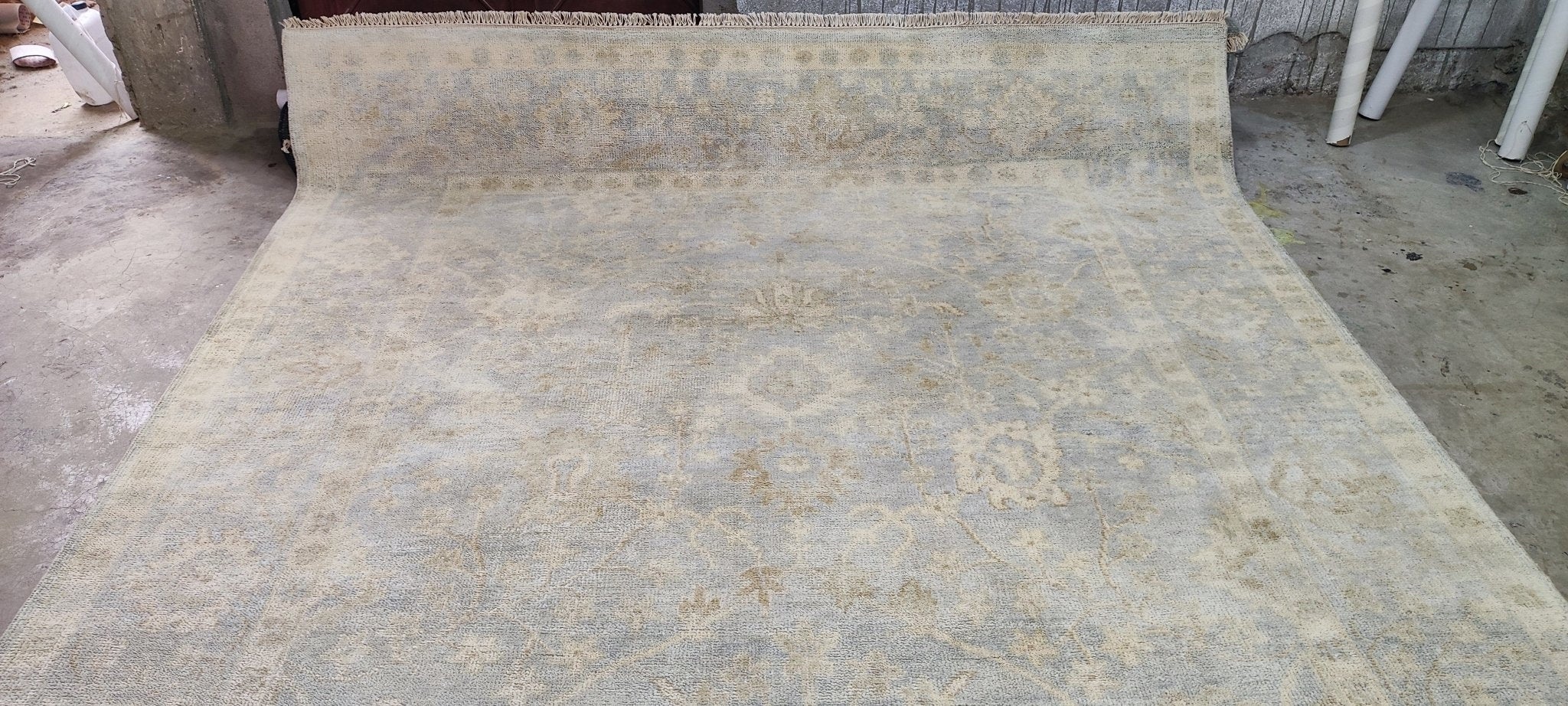 Hyacinth O'Hara 8x10 Aqua Hand-Knotted Oushak Rug