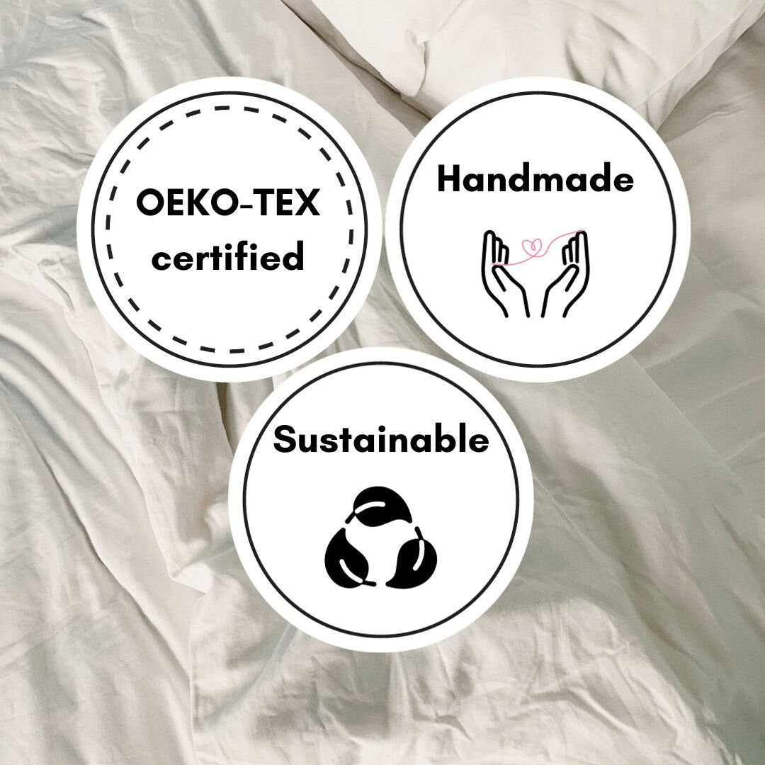 White Duvet Cover Set with Light Grey Piping – 100% Cotton, Linen or Linen Blend | Handmade 3-Piece Luxury Bedding Set