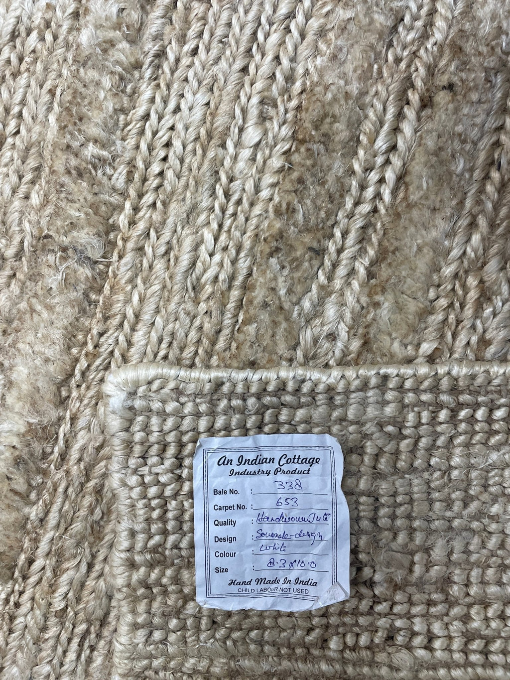 Keoki 8.3X10 Natural Design Handwoven Jute Soumak Rug