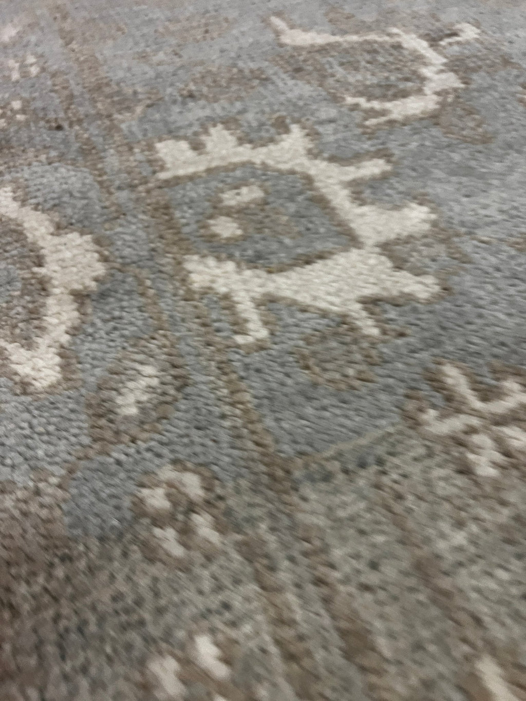Lauren Geremia 4x6.3 Blue and Tan Hand-Knotted Oushak Rug
