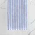 Blue & Ivory Striped Linen Hand Towels – Set of 6 (Loch) | 100% European Linen Kitchen & Bath Towels