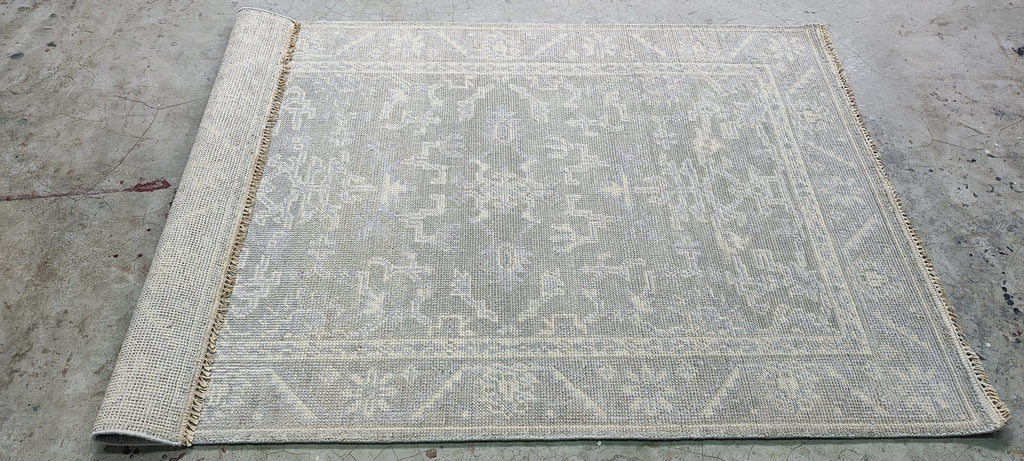 Margaret Sullivan 4x6 Silver and Grey Hand-Knotted Oushak Rug - CLEARANCE 30% OFF