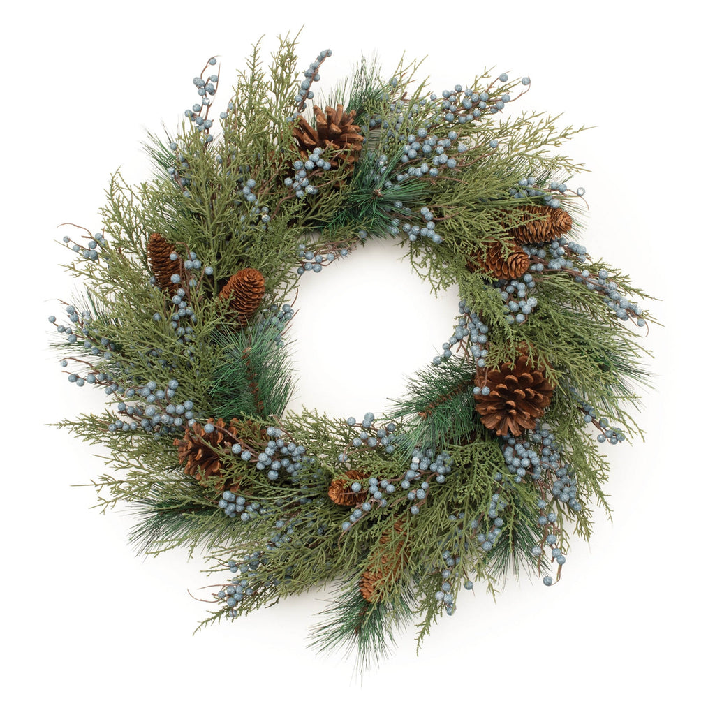 Juniper and Pincone Mixed Pine Wreath | 24''