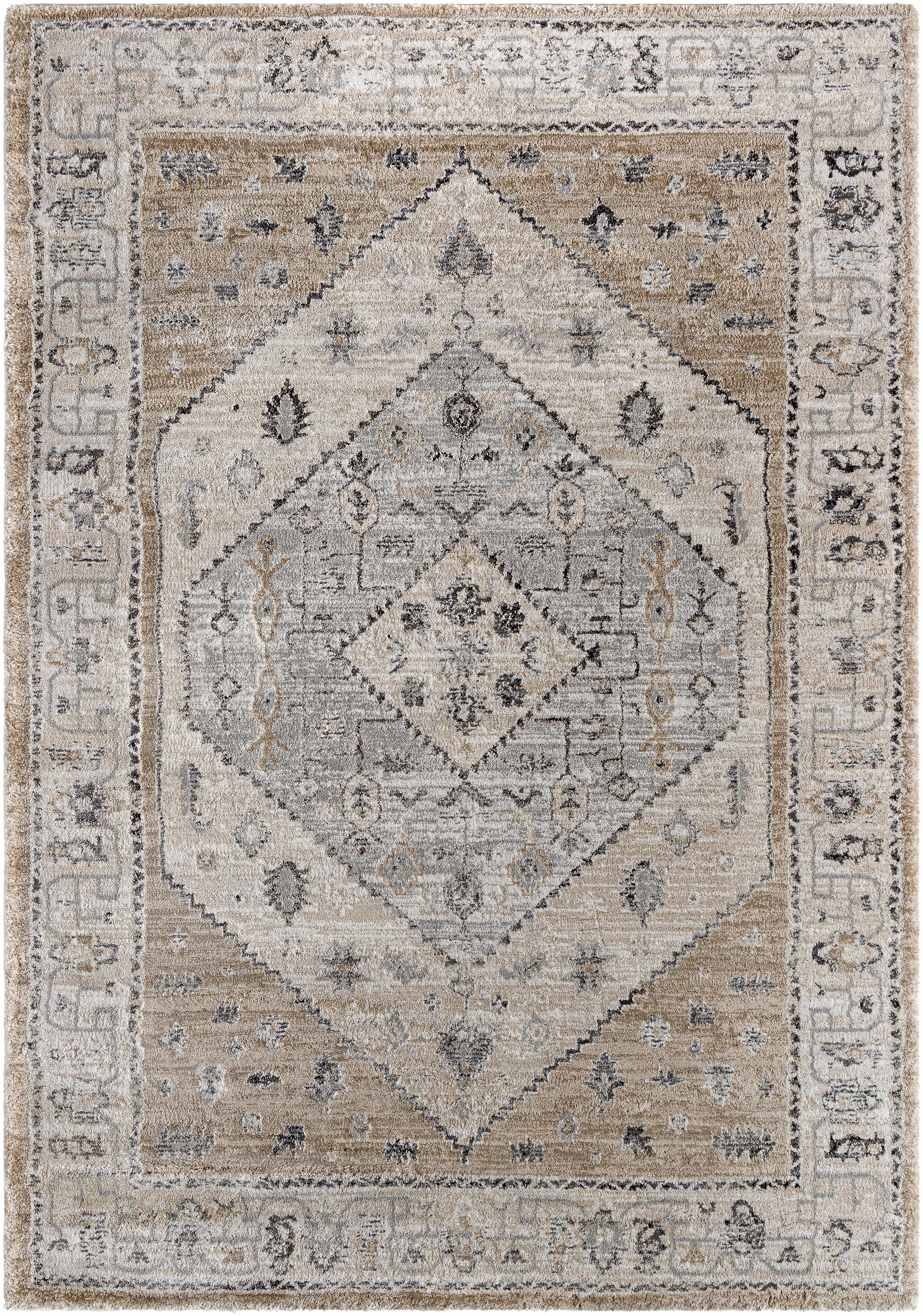Minal Luxe Plush Traditional Area Rug – Neutral Gray & Ivory