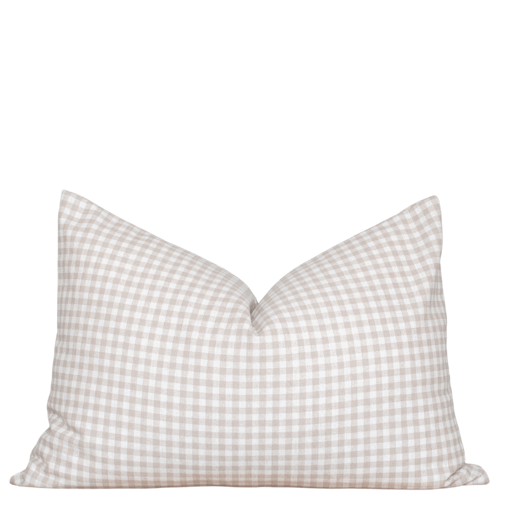 Checkered pillow with a white background