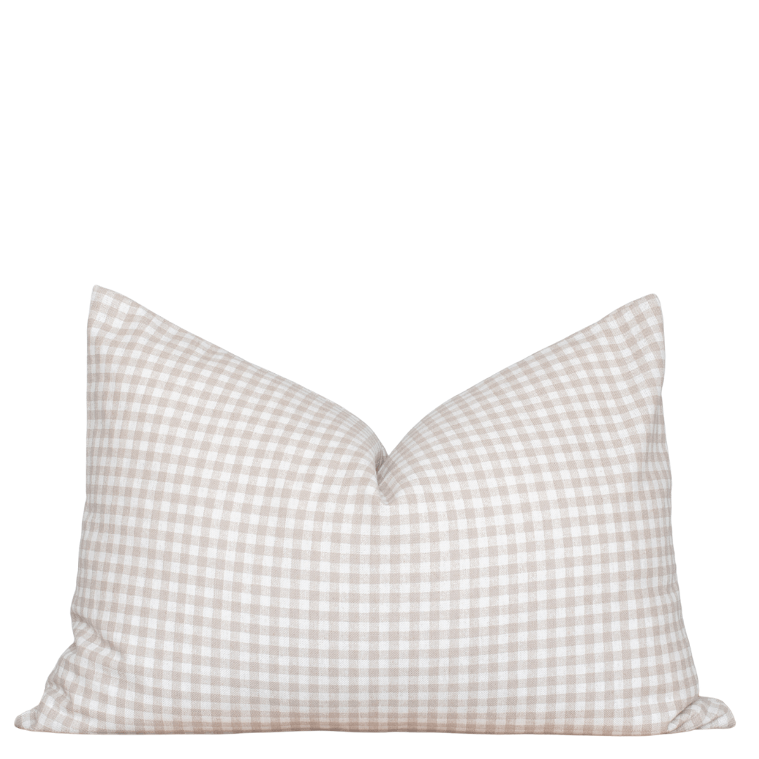 Checkered pillow with a white background