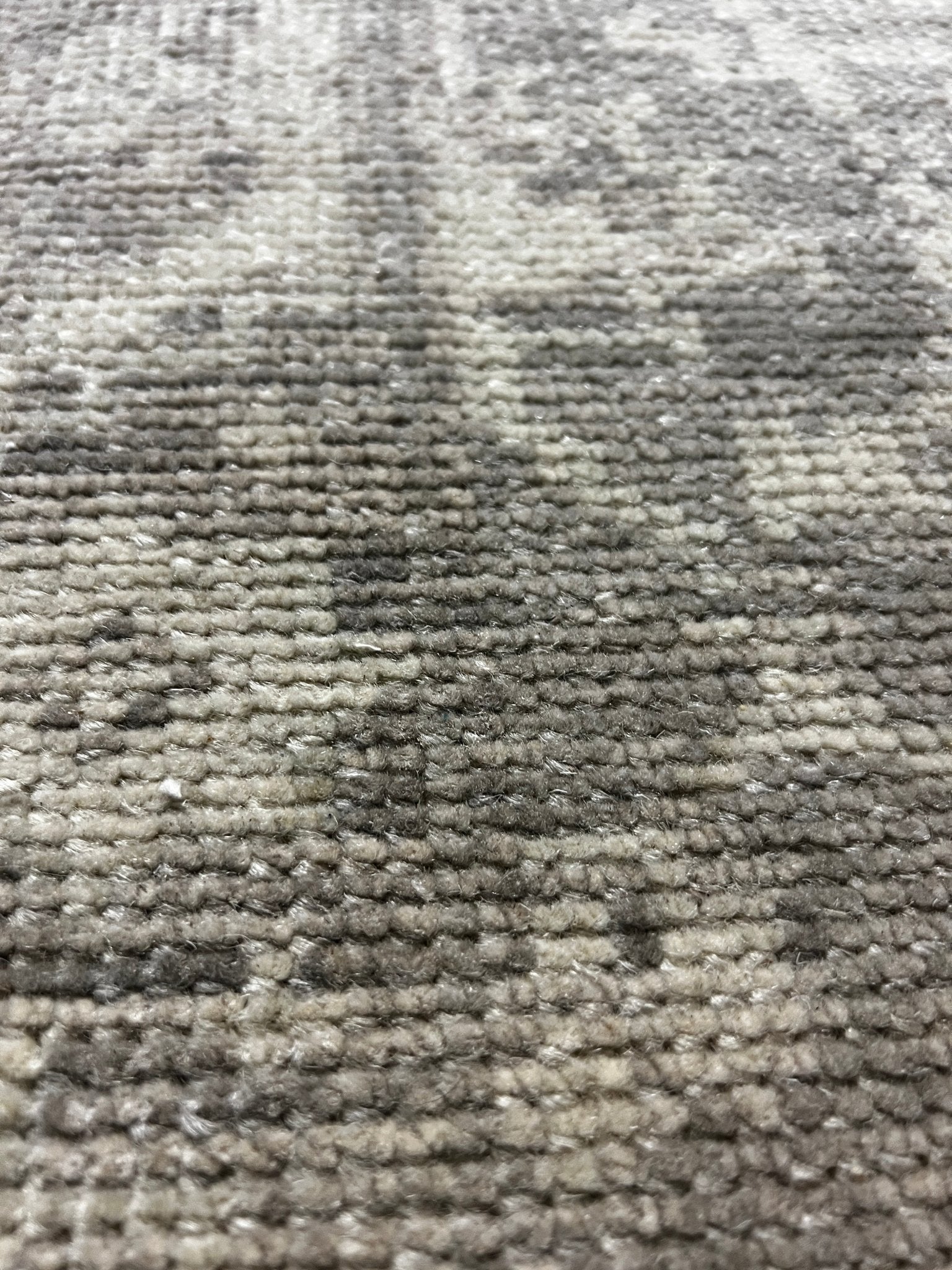 Nina Campbell 2.6x11.9 Silver and Grey Hand-Knotted Oushak Runner Rug