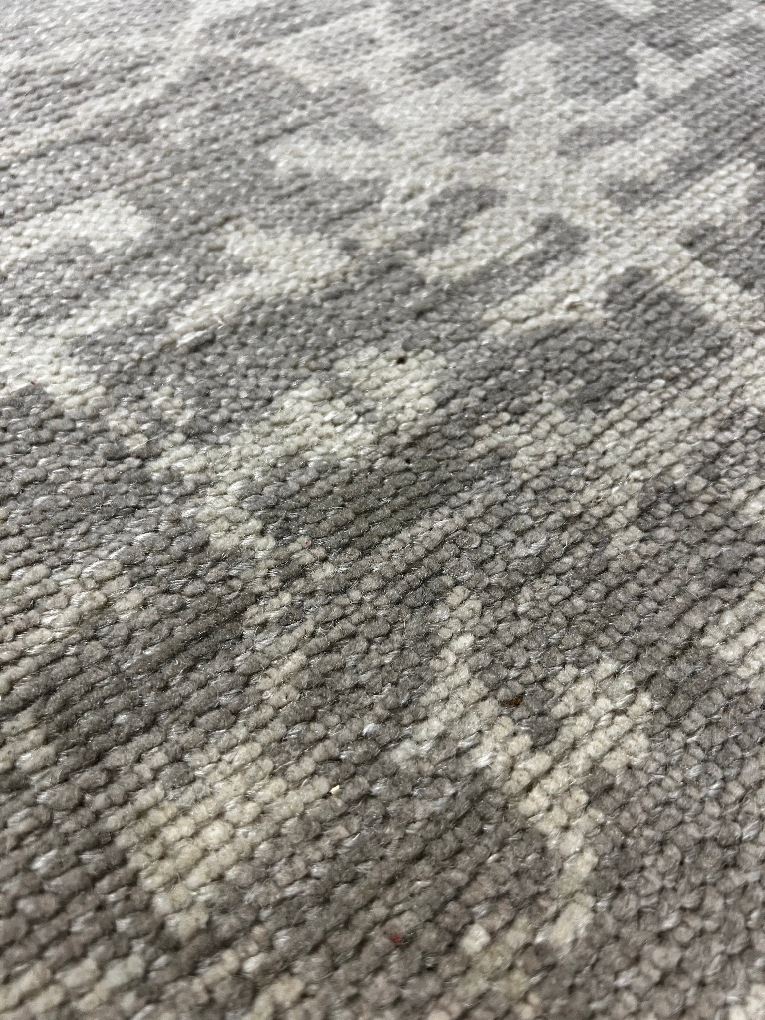 Nina Campbell 2.6x11.9 Silver and Grey Hand-Knotted Oushak Runner Rug