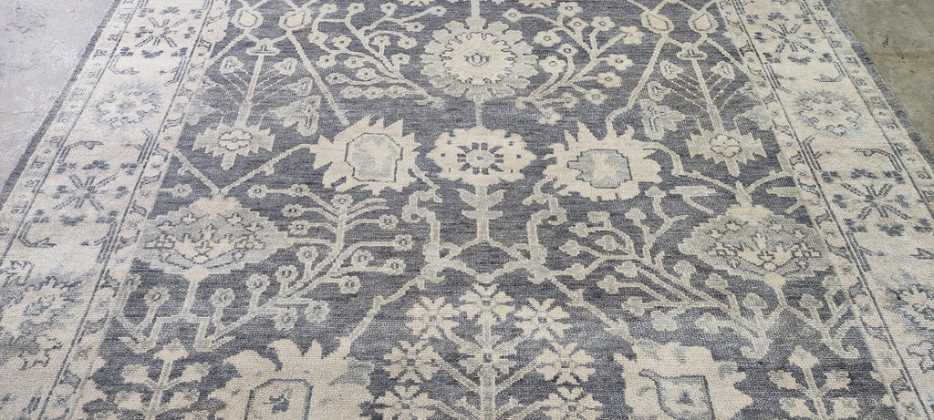 Nina Petronzio 8x10 Grey and Silver Hand-Knotted Oushak Rug