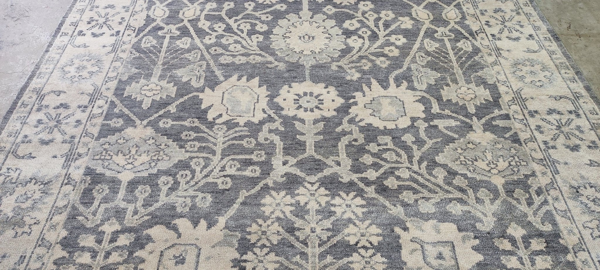 Nina Petronzio 8x10 Grey and Silver Hand-Knotted Oushak Rug