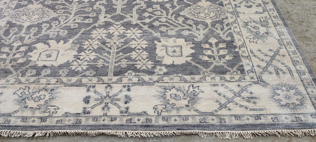 Nina Petronzio 8x10 Grey and Silver Hand-Knotted Oushak Rug