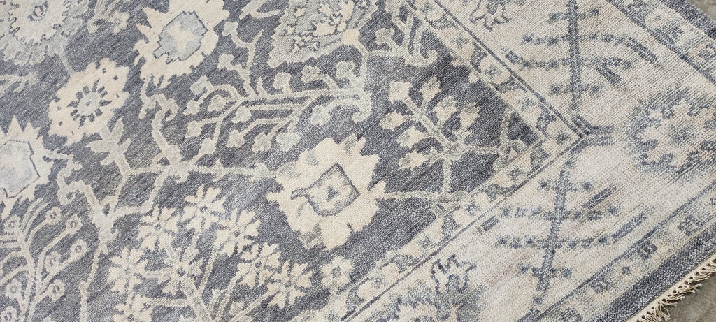 Nina Petronzio 8x10 Grey and Silver Hand-Knotted Oushak Rug