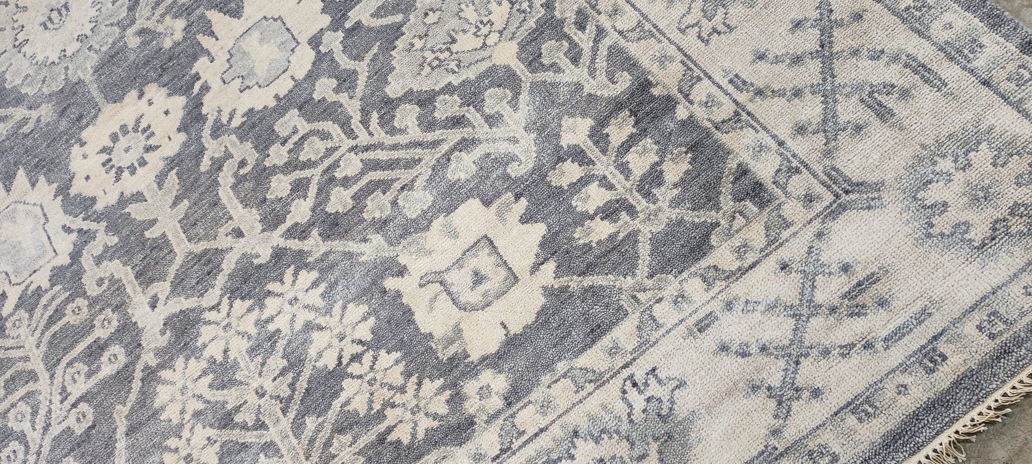 Nina Petronzio 8x10 Grey and Silver Hand-Knotted Oushak Rug