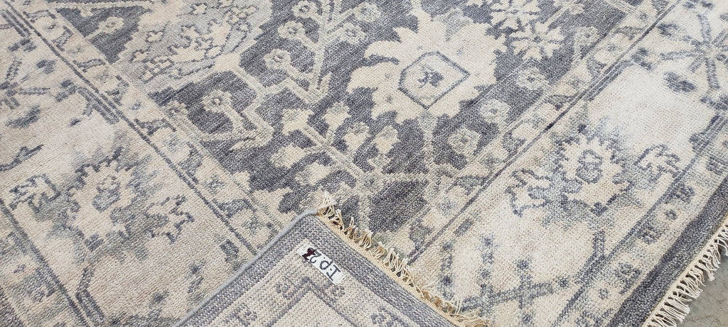 Nina Petronzio 8x10 Grey and Silver Hand-Knotted Oushak Rug